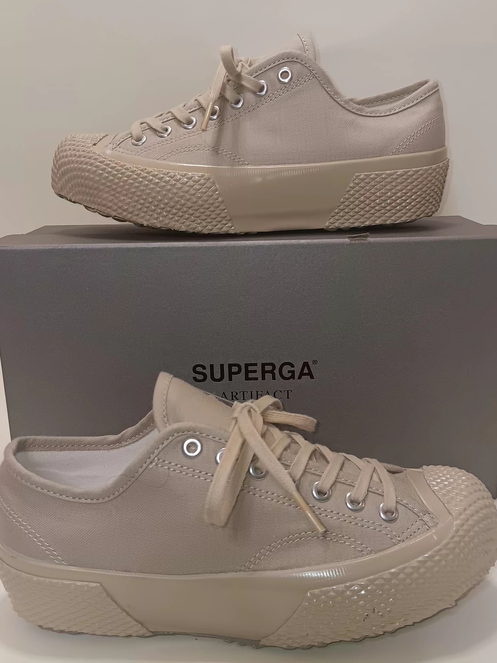 Superga Artifact Low-Top Canvas Sneakers in Beige